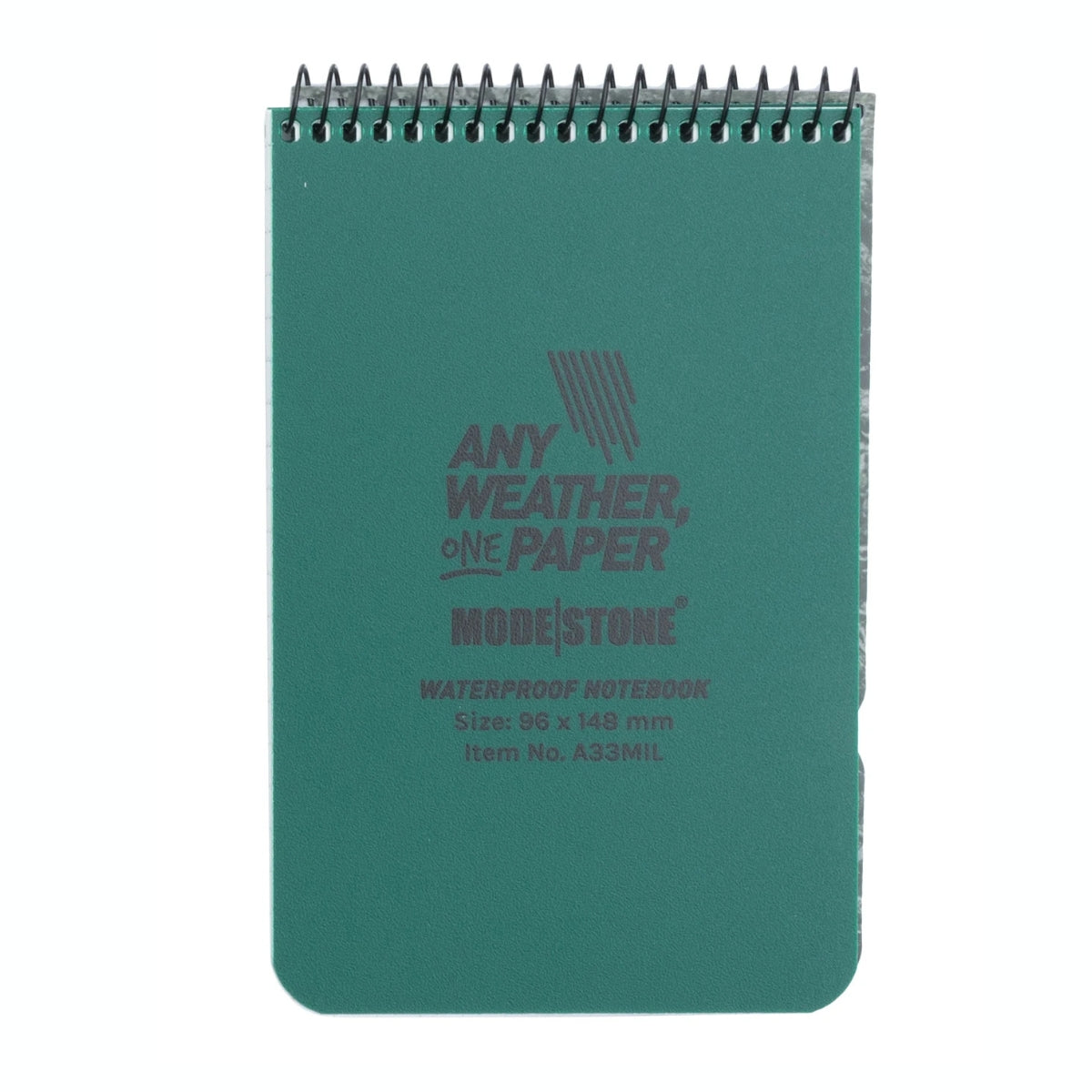 Modestone Waterproof Notebook 96 x 148mm - Green - Front