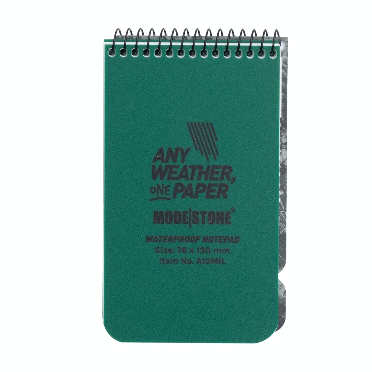 Modestone Waterproof Notepad 76 x 130mm - A13MIL - Green Front