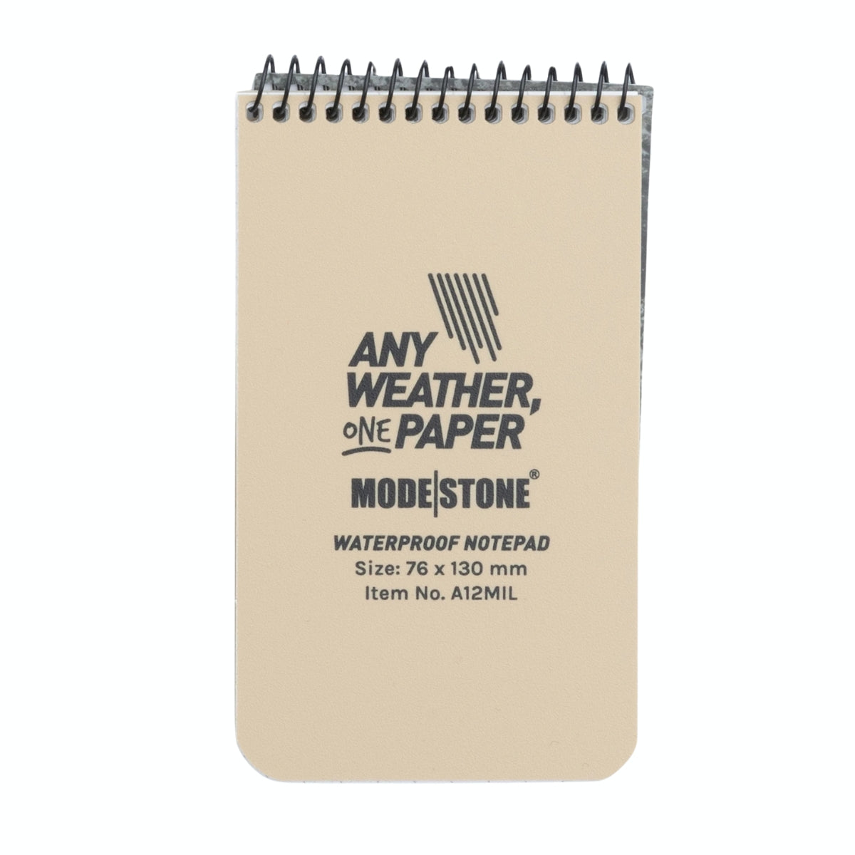 Modestone Waterproof Notepad 76 x 130mm - A12MIL - Tan - Front