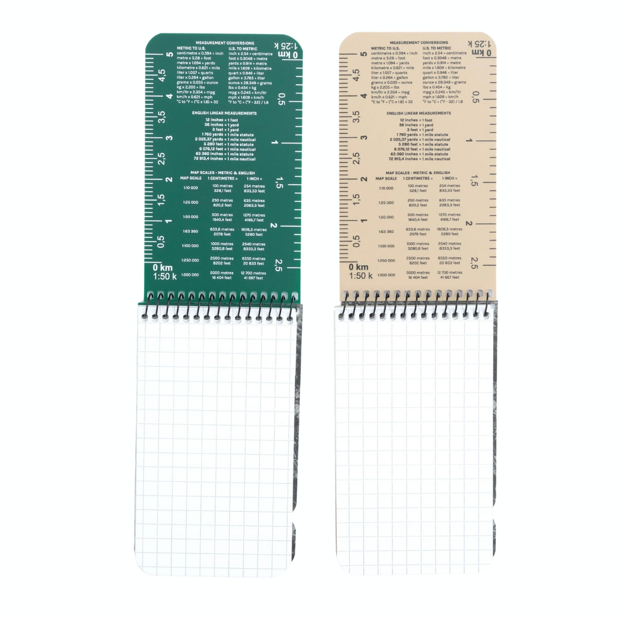 Modestone Waterproof Notepad 76 x 130mm - Tan and Green - Inside